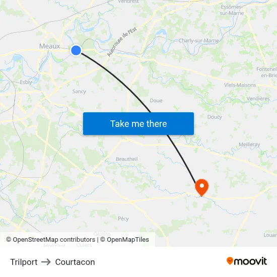 Trilport to Courtacon map