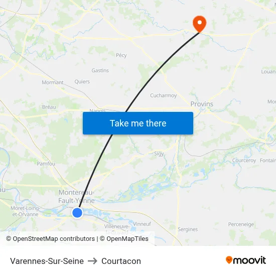 Varennes-Sur-Seine to Courtacon map