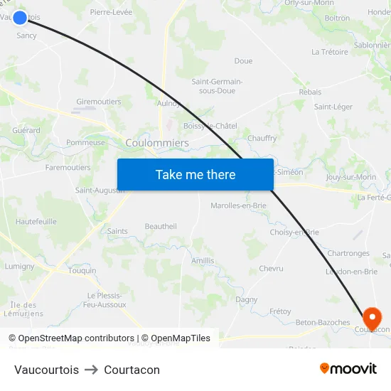 Vaucourtois to Courtacon map