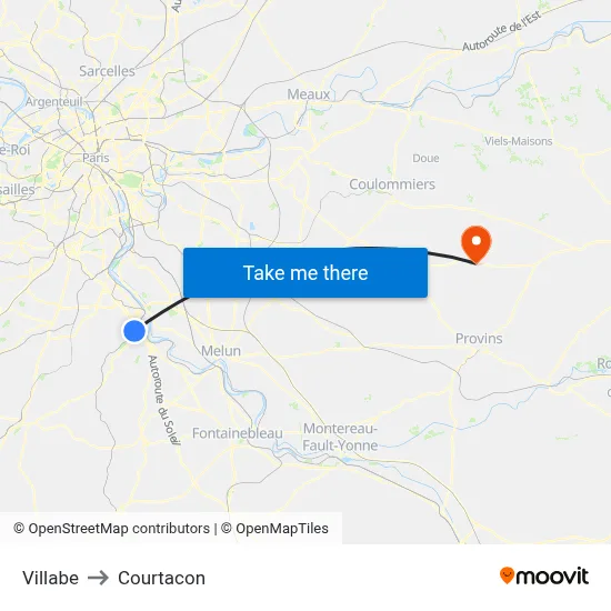 Villabe to Courtacon map