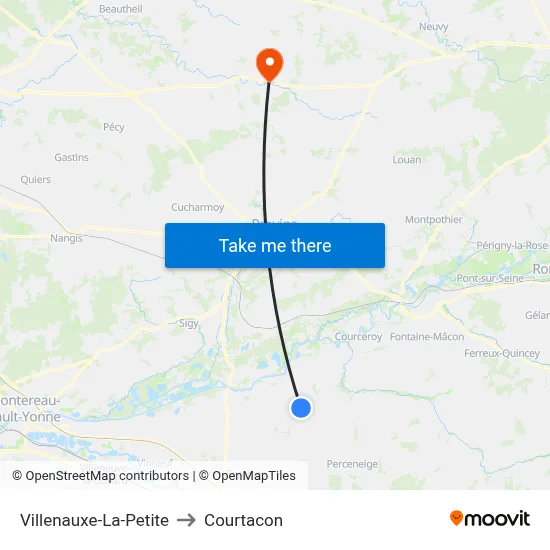 Villenauxe-La-Petite to Courtacon map