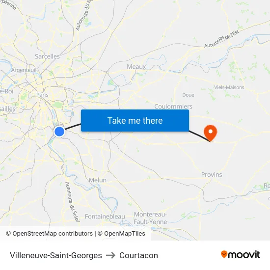 Villeneuve-Saint-Georges to Courtacon map