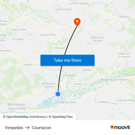 Vimpelles to Courtacon map