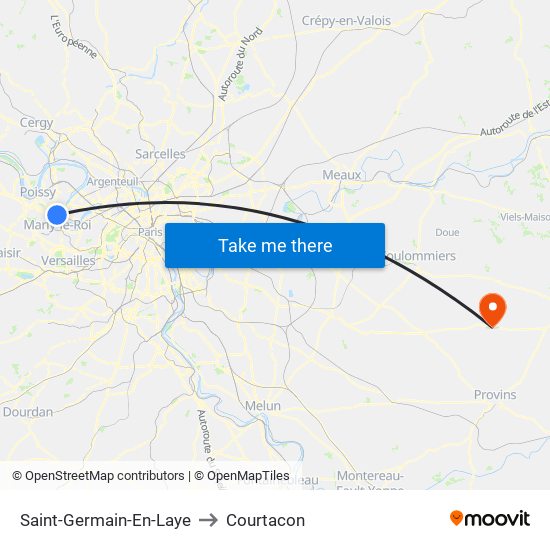 Saint-Germain-En-Laye to Courtacon map