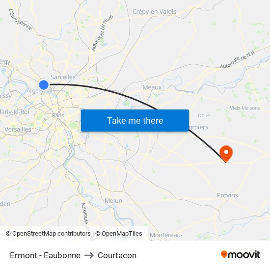 Ermont - Eaubonne to Courtacon map