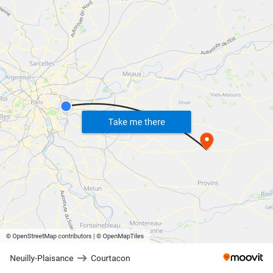 Neuilly-Plaisance to Courtacon map