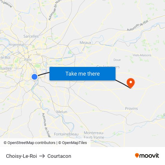 Choisy-Le-Roi to Courtacon map