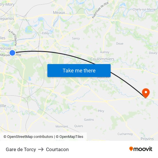 Gare de Torcy to Courtacon map