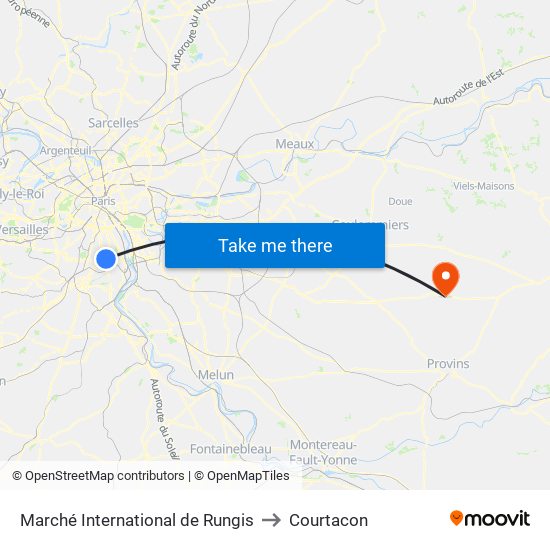 Marché International de Rungis to Courtacon map