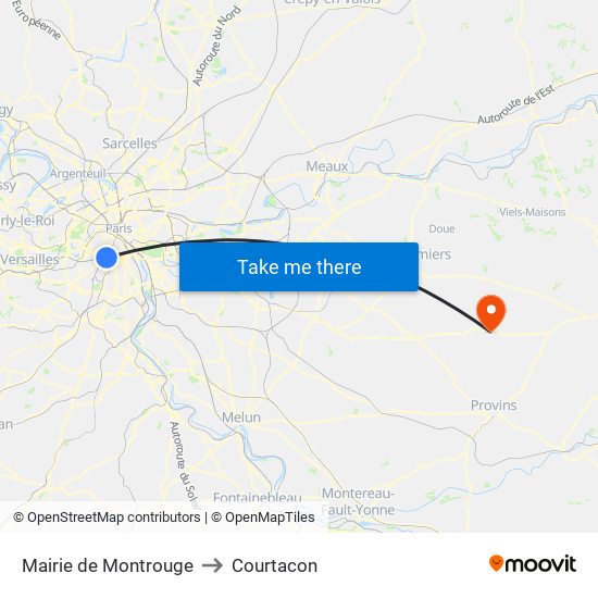 Mairie de Montrouge to Courtacon map