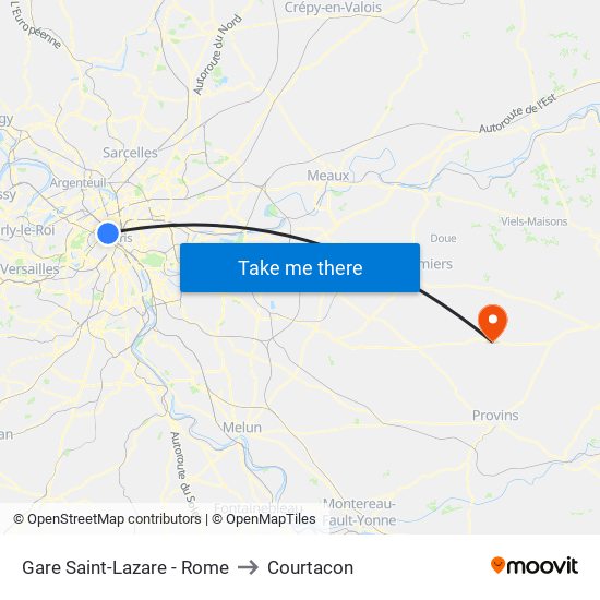 Gare Saint-Lazare - Rome to Courtacon map