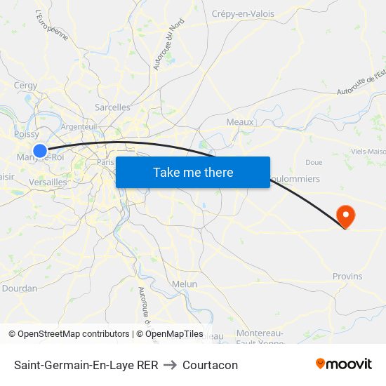 Saint-Germain-En-Laye RER to Courtacon map