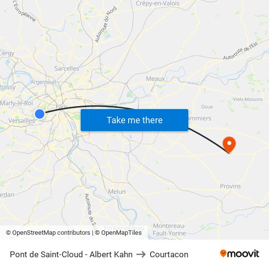 Pont de Saint-Cloud - Albert Kahn to Courtacon map