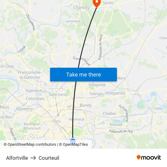 Alfortville to Courteuil map