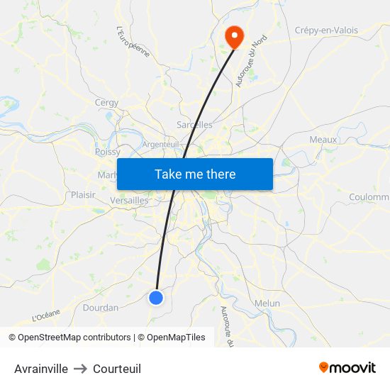 Avrainville to Courteuil map