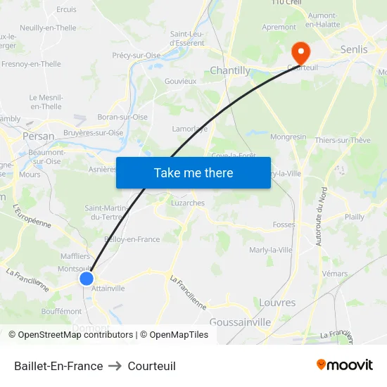 Baillet-En-France to Courteuil map