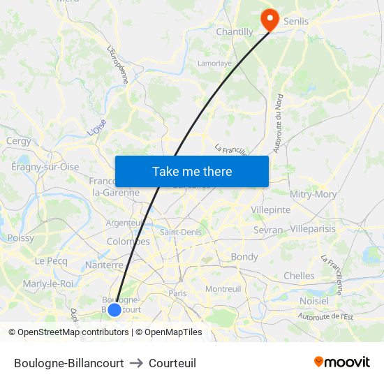 Boulogne-Billancourt to Courteuil map