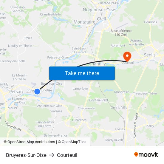 Bruyeres-Sur-Oise to Courteuil map