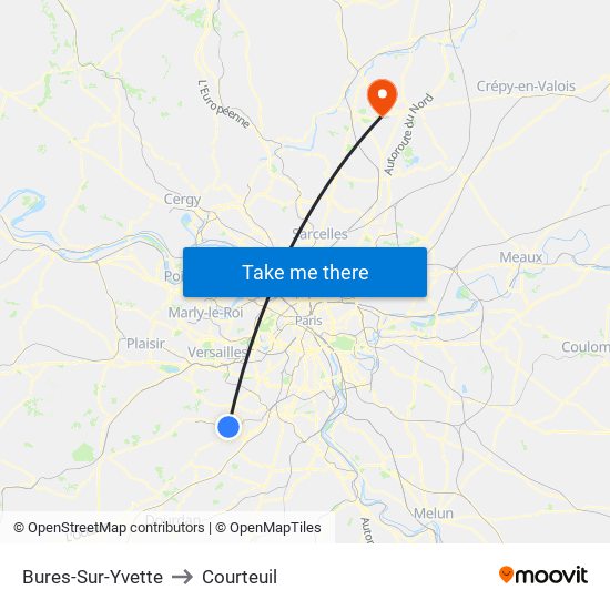 Bures-Sur-Yvette to Courteuil map