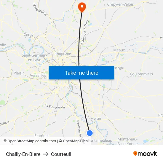 Chailly-En-Biere to Courteuil map