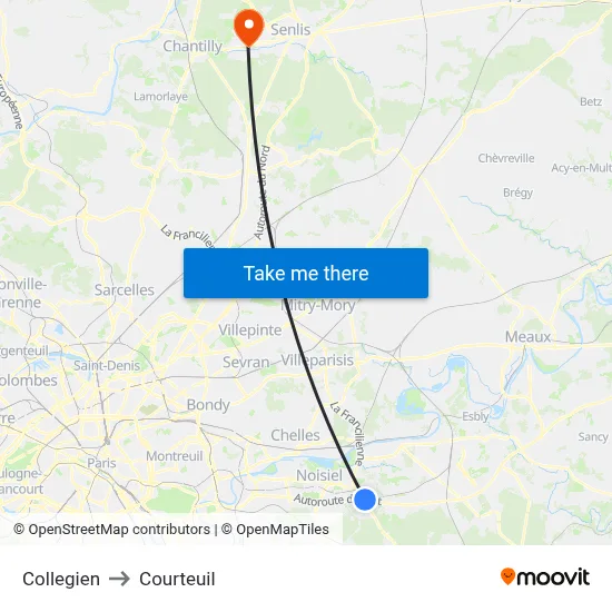 Collegien to Courteuil map