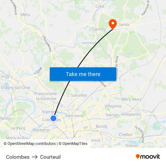 Colombes to Courteuil map