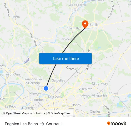 Enghien-Les-Bains to Courteuil map