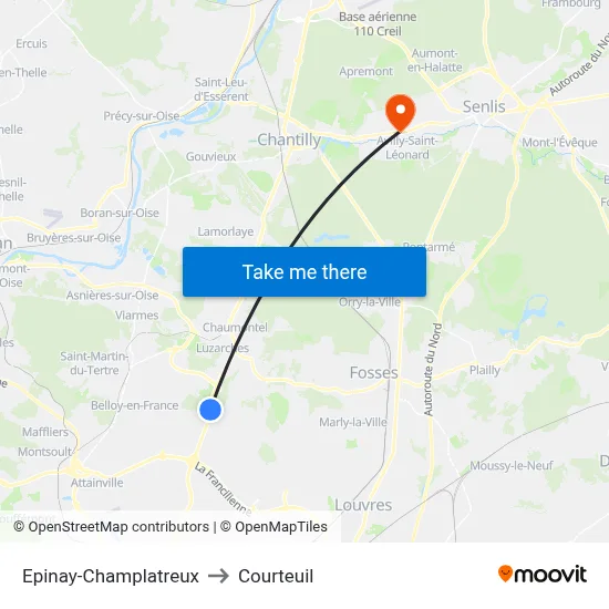 Epinay-Champlatreux to Courteuil map