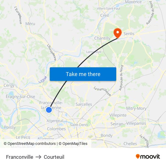 Franconville to Courteuil map