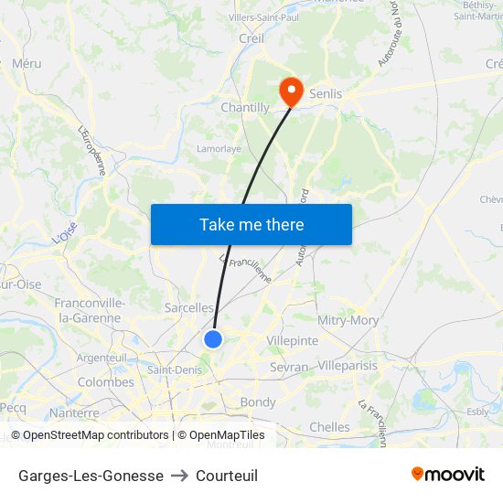 Garges-Les-Gonesse to Courteuil map