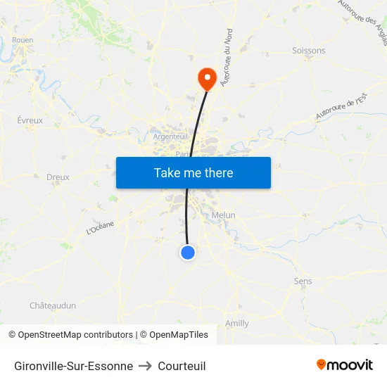 Gironville-Sur-Essonne to Courteuil map