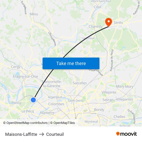 Maisons-Laffitte to Courteuil map