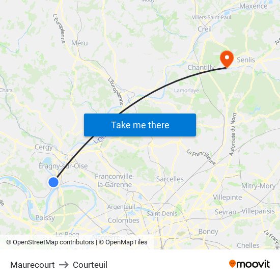 Maurecourt to Courteuil map