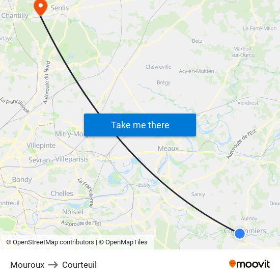 Mouroux to Courteuil map