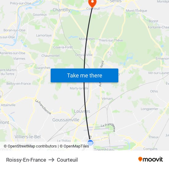 Roissy-En-France to Courteuil map