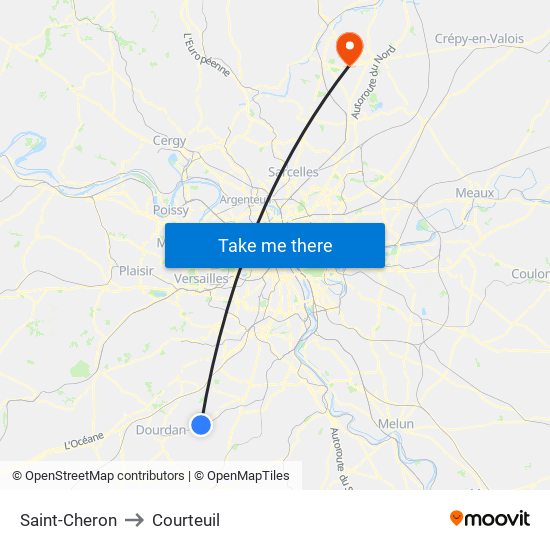Saint-Cheron to Courteuil map