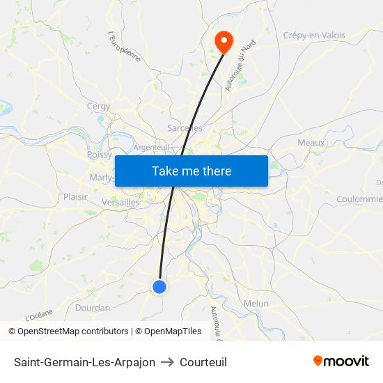 Saint-Germain-Les-Arpajon to Courteuil map