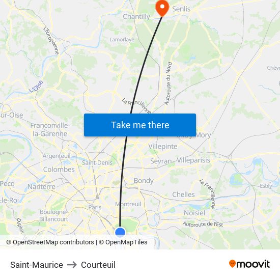 Saint-Maurice to Courteuil map