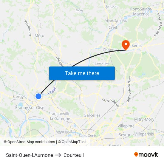Saint-Ouen-L'Aumone to Courteuil map