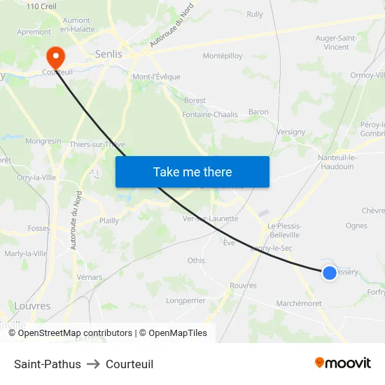 Saint-Pathus to Courteuil map