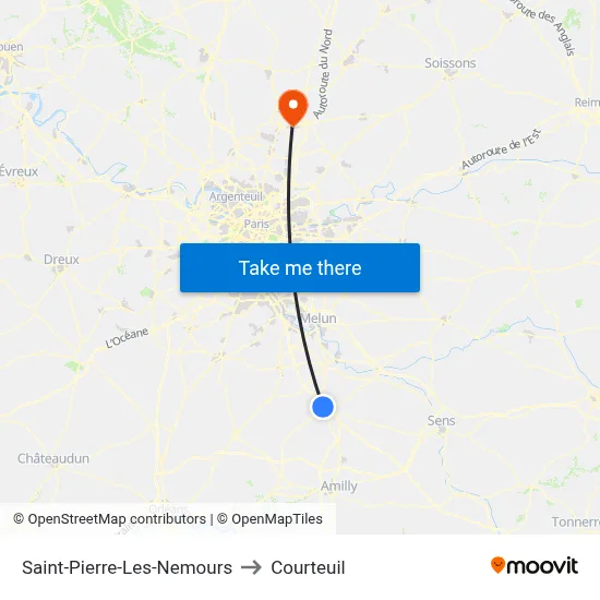 Saint-Pierre-Les-Nemours to Courteuil map