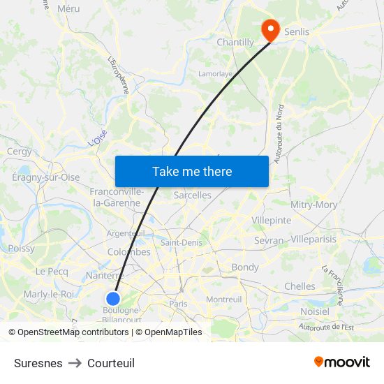 Suresnes to Courteuil map