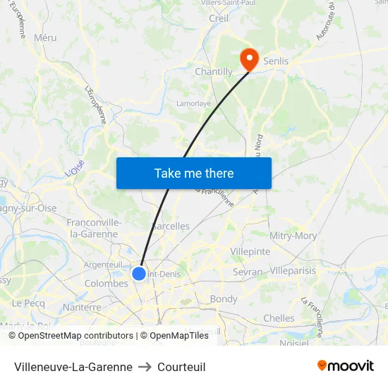 Villeneuve-La-Garenne to Courteuil map