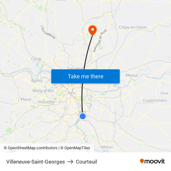 Villeneuve-Saint-Georges to Courteuil map