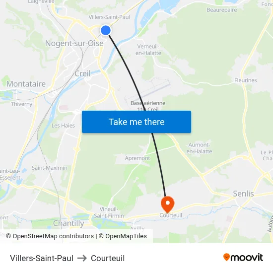 Villers-Saint-Paul to Courteuil map
