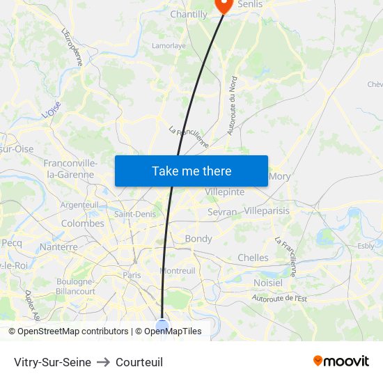 Vitry-Sur-Seine to Courteuil map