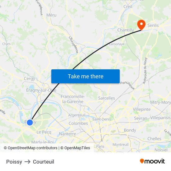 Poissy to Courteuil map