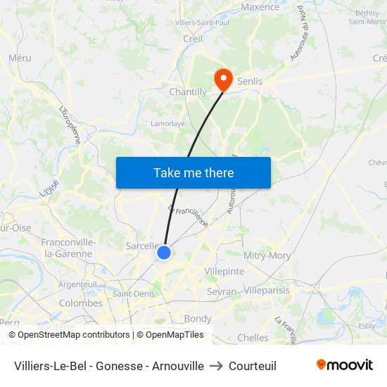 Villiers-Le-Bel - Gonesse - Arnouville to Courteuil map