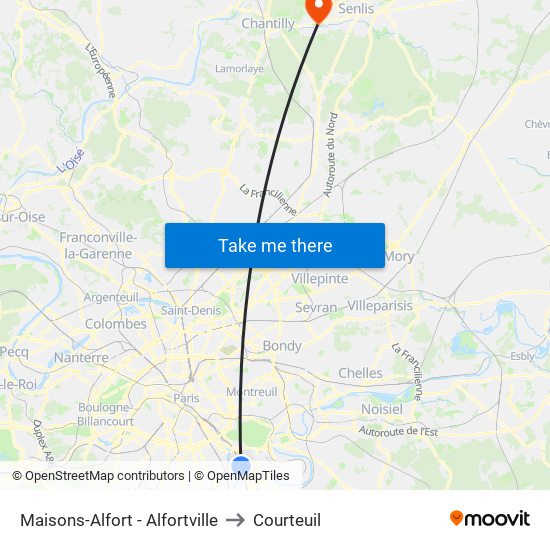Maisons-Alfort - Alfortville to Courteuil map