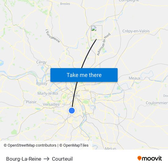 Bourg-La-Reine to Courteuil map